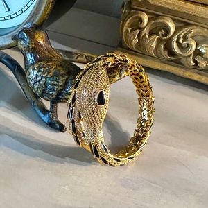 Designer Inspire Luxury Coil CZ Snake Bracelet. Adjustable Modern Chic Bangle